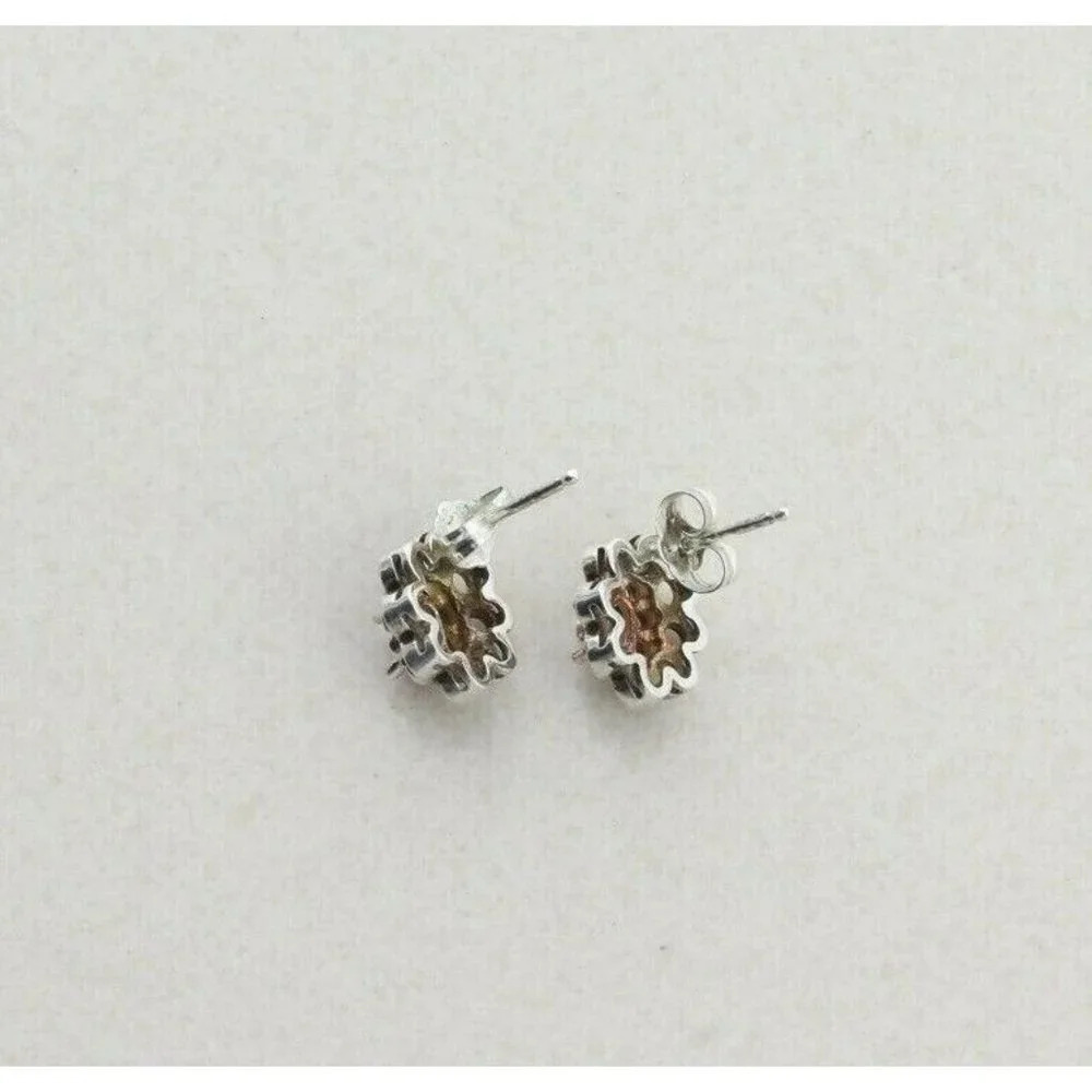 Sterling Silver Purple Amethyst Flower Earrings Stud Post Earrings - Picture 7 of 7